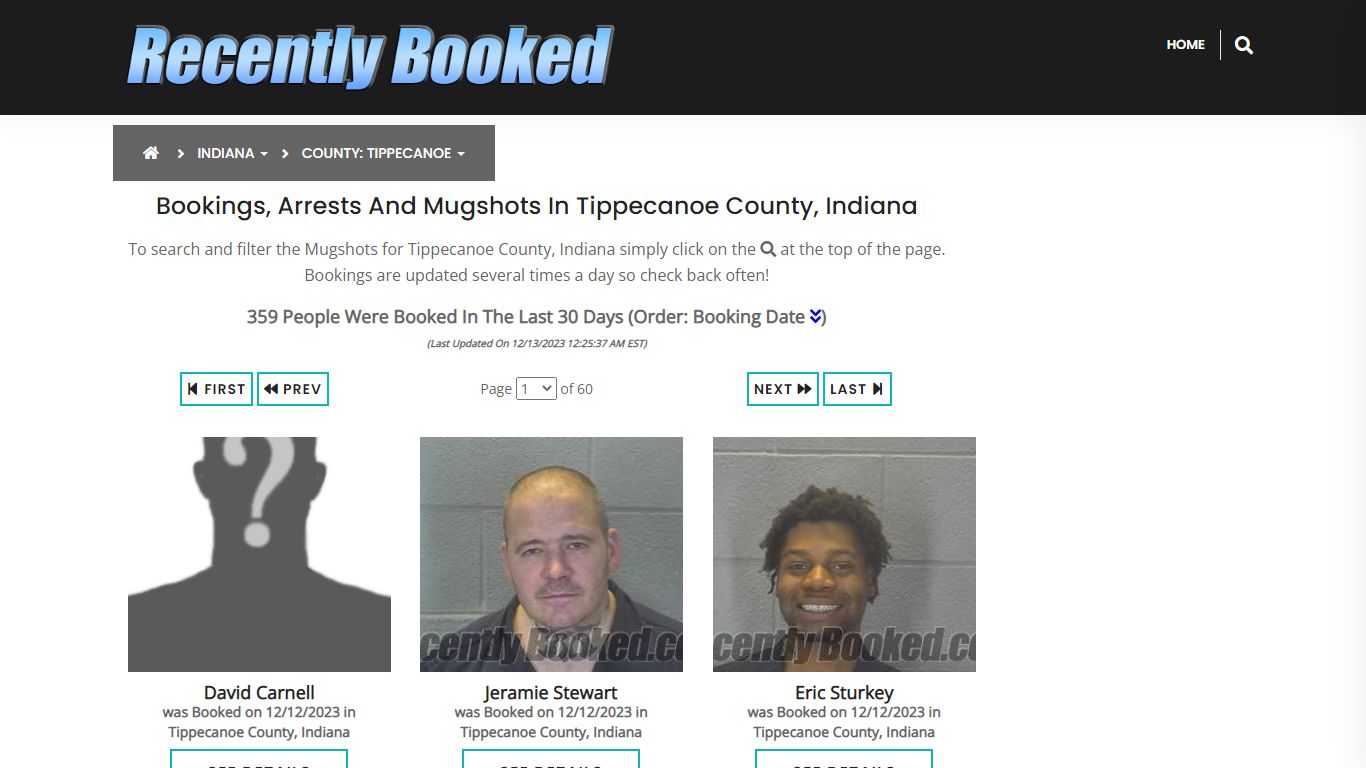 Bookings, Arrests and Mugshots in Tippecanoe County, Indiana